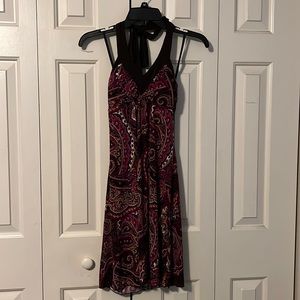 2000s Era Y2K Vintage Amy Byer Paisley Braless Halter Dress
